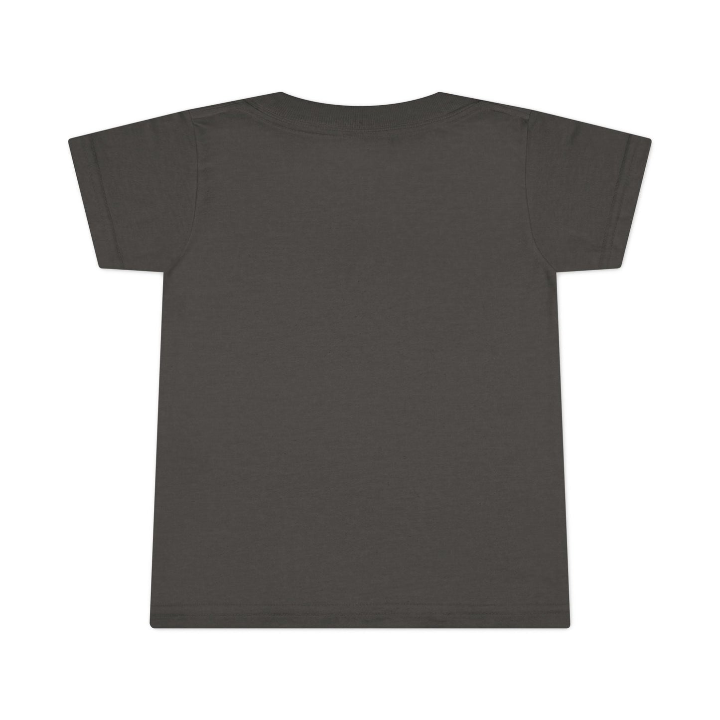 Charcoal toddler T-shirt with a clean, minimalist back design, made from soft cotton fabric for everyday comfort and style.