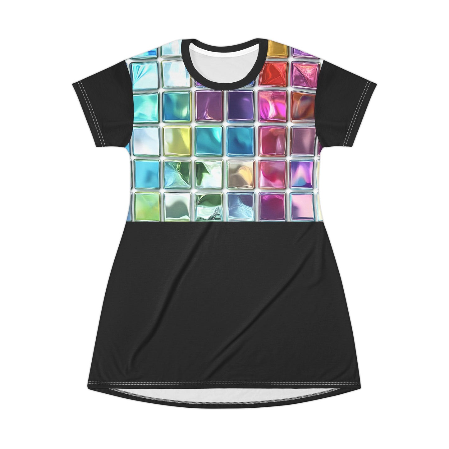 Playful design adds a pop of color  to the T-shirt dress.