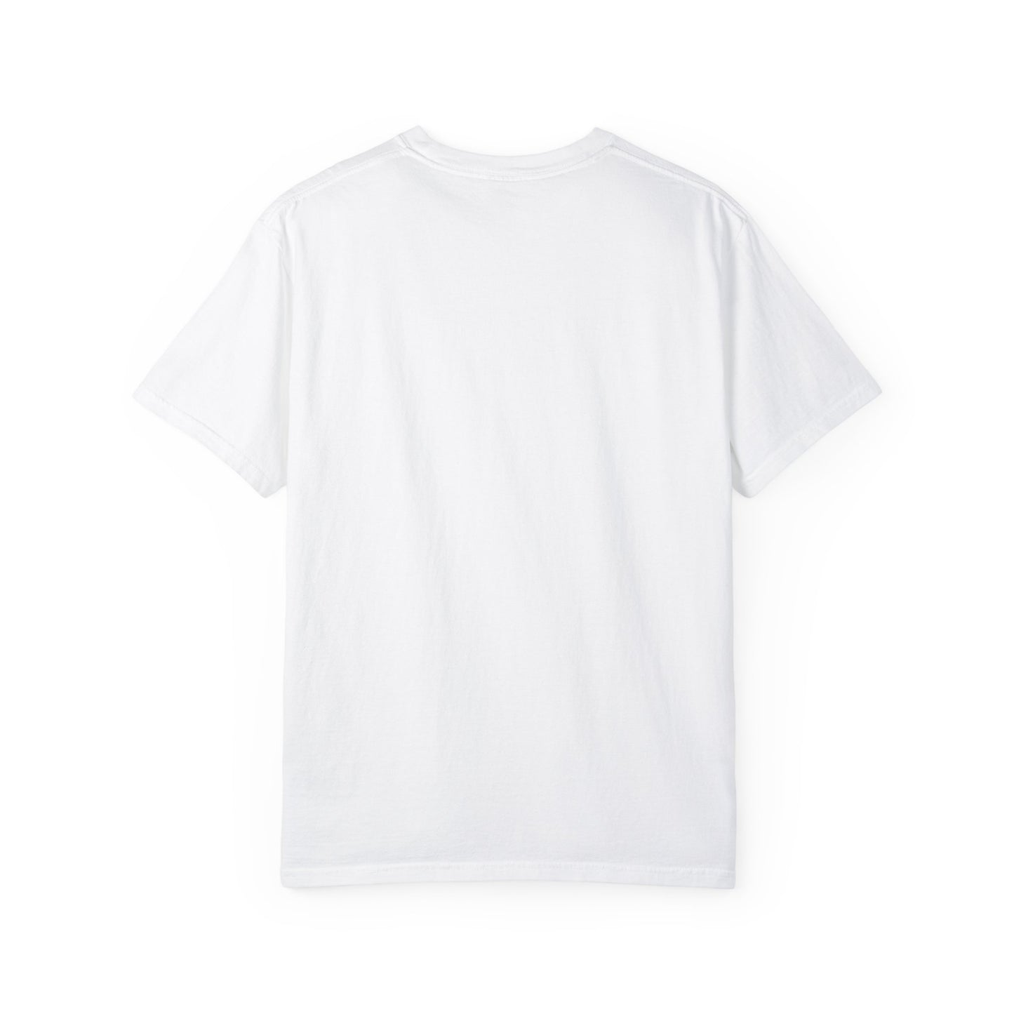 The back side of a white T-shirt.