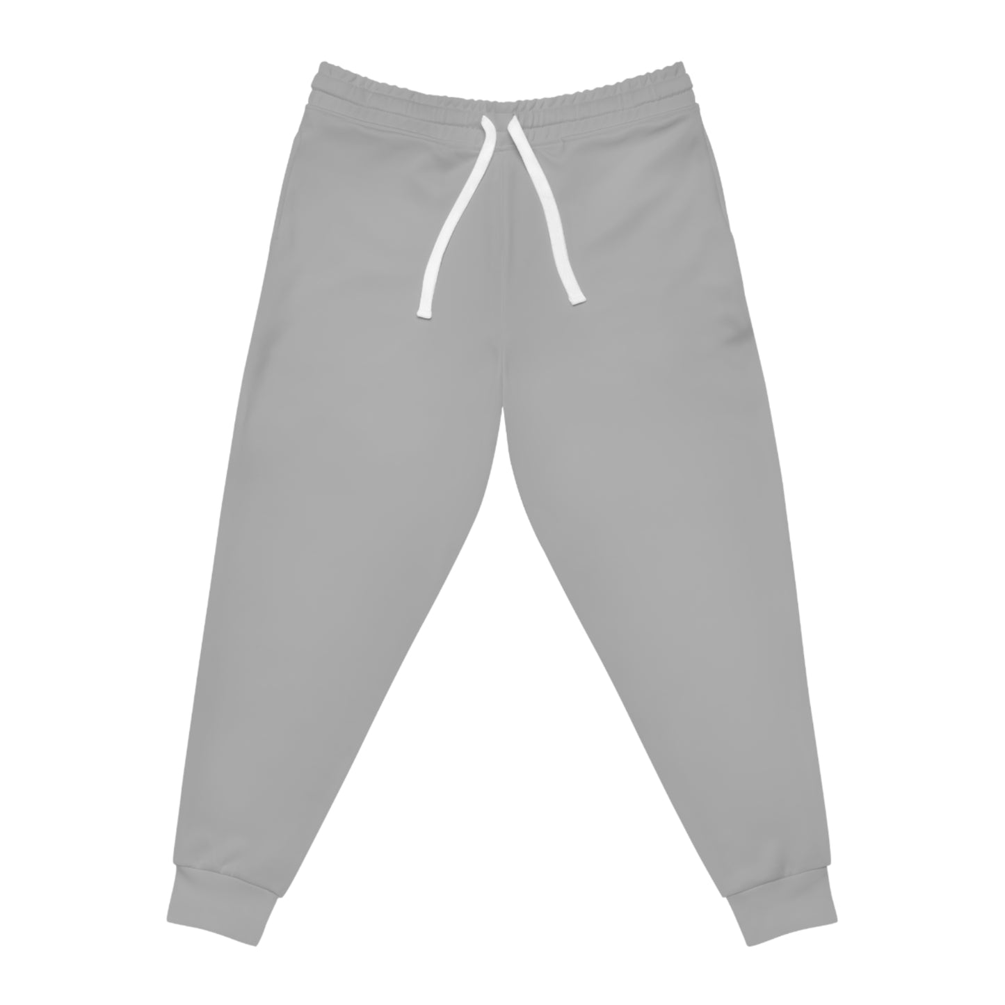 A front view of gray jogger pants.