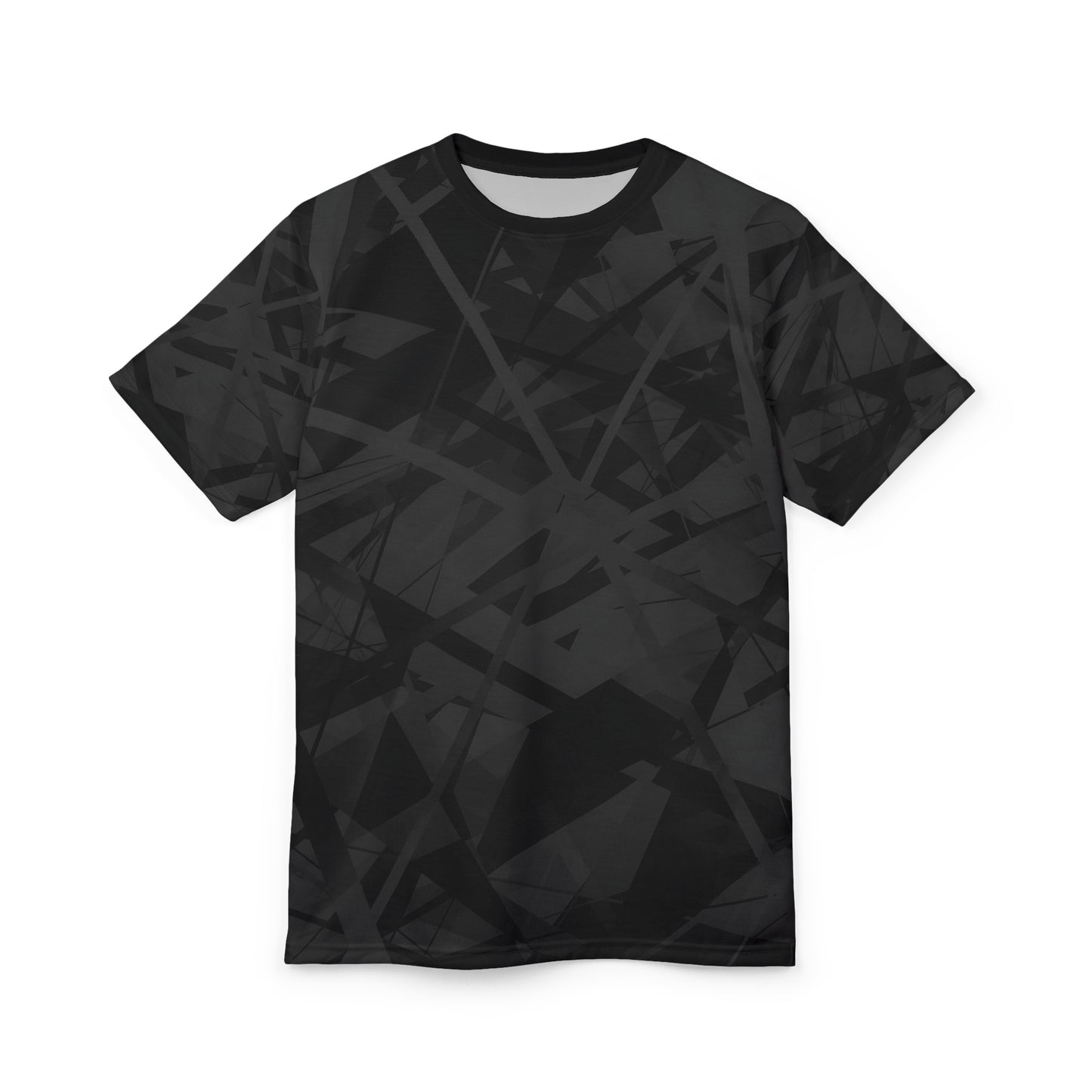 This sophisticated all-over black geometric pattern T-shirt.