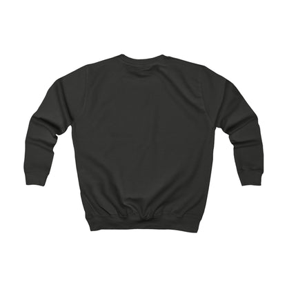 The back side of a jet black sweatshirt.