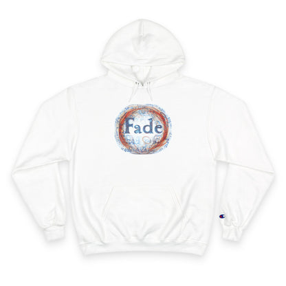White unisex hoodie featuring a "Fade" graphic design with artistic text and swirls. A modern, vibrant piece perfect for streetwear or casual outfits.