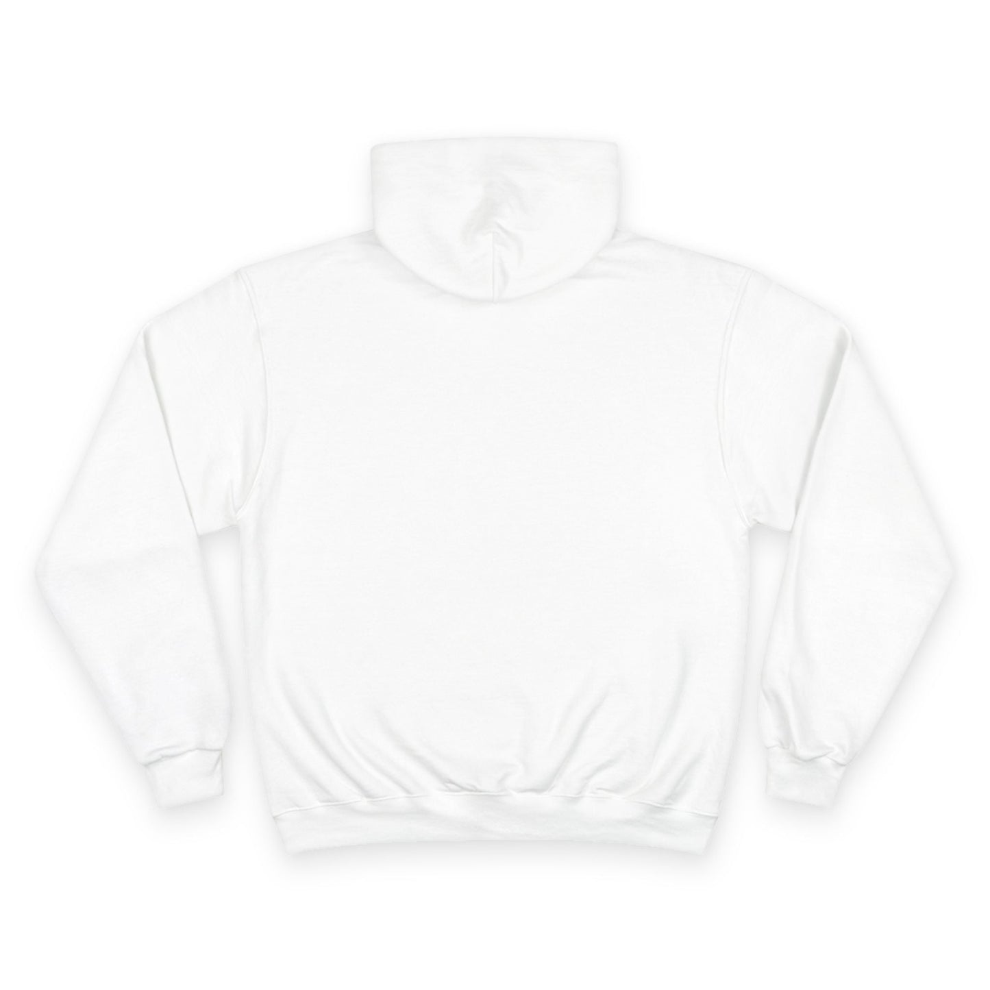 Back view of a white unisex hoodie. A simple and versatile design, perfect for casual wear or layering with any outfit.