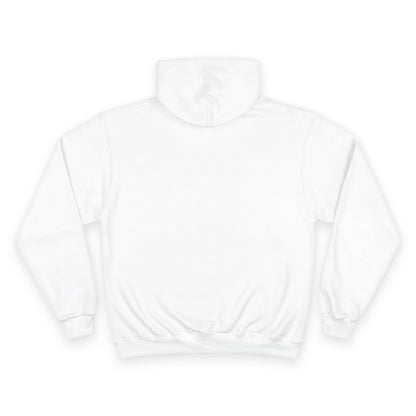 Back view of a white unisex hoodie. A simple and versatile design, perfect for casual wear or layering with any outfit.