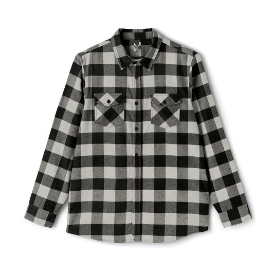 Classic black-and-white buffalo plaid flannel shirt with a rugged yet stylish vibe.