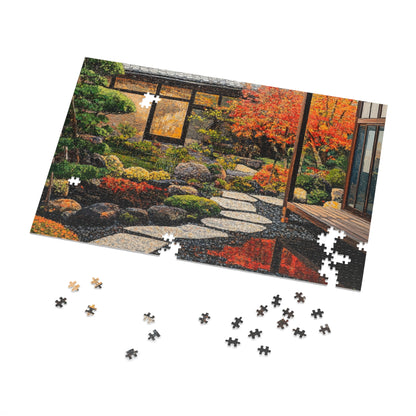 A vivid jigsaw puzzle of a Japanese garden painted with the impasto technique is almost complete.