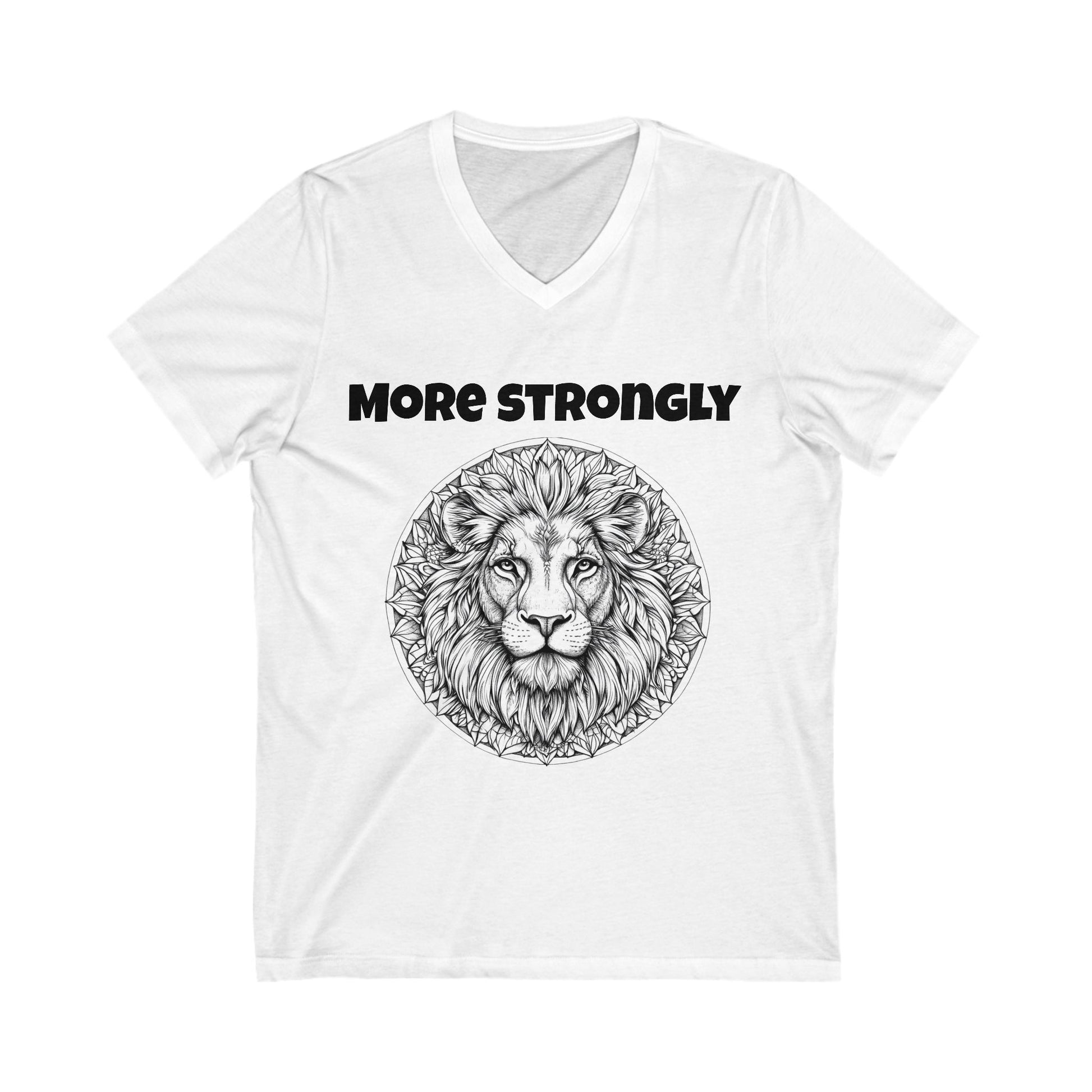 This white T-shirt features a mandala coloring book design for adults, with precise details and thoughtful patterns of lions.