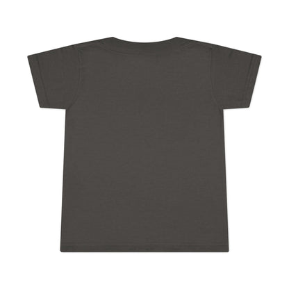 Charcoal toddler T-shirt with a clean, minimalist back design, made from soft cotton fabric for everyday comfort and style.