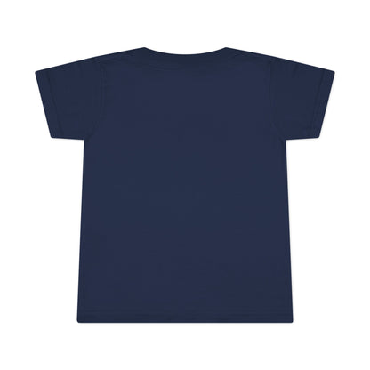 Navy toddler T-shirt with a detailed city map print, featuring colorful vehicles, buildings, and roads for kids who enjoy playful and educational designs.