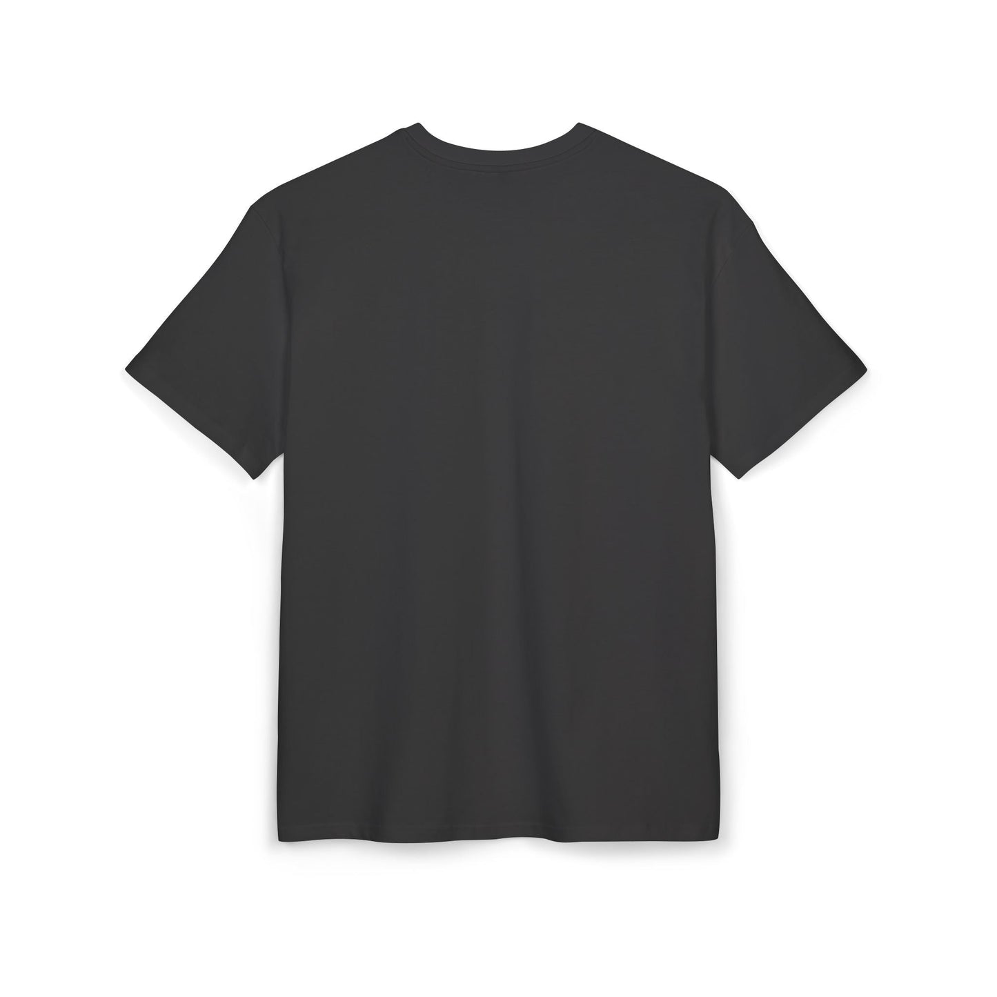 Back view of men’s black T-shirt with a clean, minimalist design and classic fit—versatile essential for casual streetwear or layering.